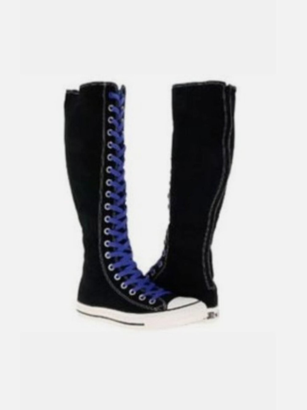 Converse Chuck Taylor Knee High Black Sneakers Periwinkle Laces Women Size 6 NIB